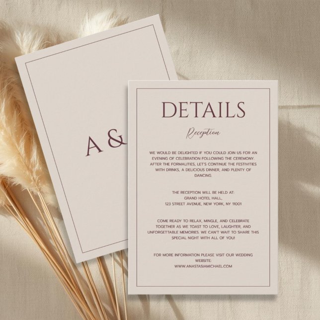 Modern simple tan minimalist wedding enclosure card (Creator Uploaded)