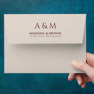 Modern simple tan minimalist wedding envelope
