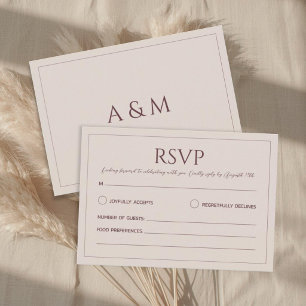 Modern simple tan minimalist wedding RSVP card