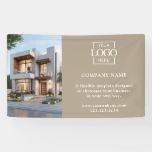 Modern Simple Taupe Business Logo Professional Banner