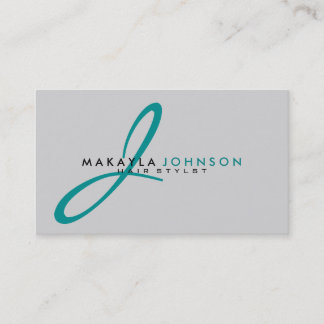 Modern & Simple teal blue Monogram Professional Business Card