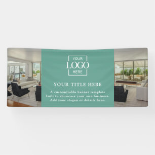 Modern Simple Teal Custom Business Logo & Photo Banner