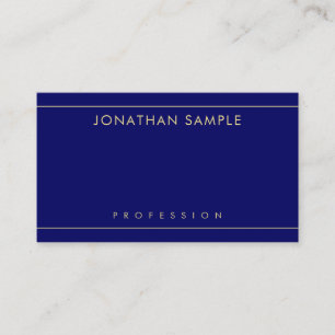Modern Simple Template Elegant Navy Blue Gold Business Card