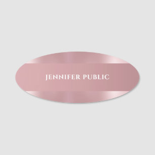 Modern Simple Template Elegant Rose Gold Oval Name Tag