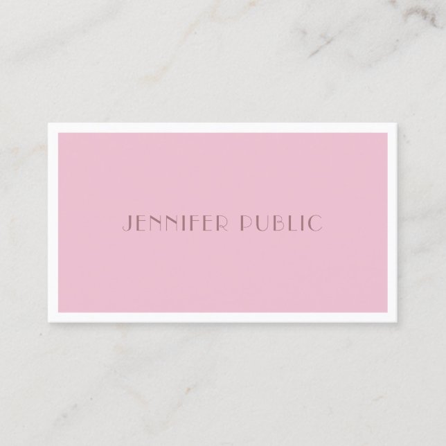 Modern Simple Template Trendy Elegant Rose Colour Business Card (Front)
