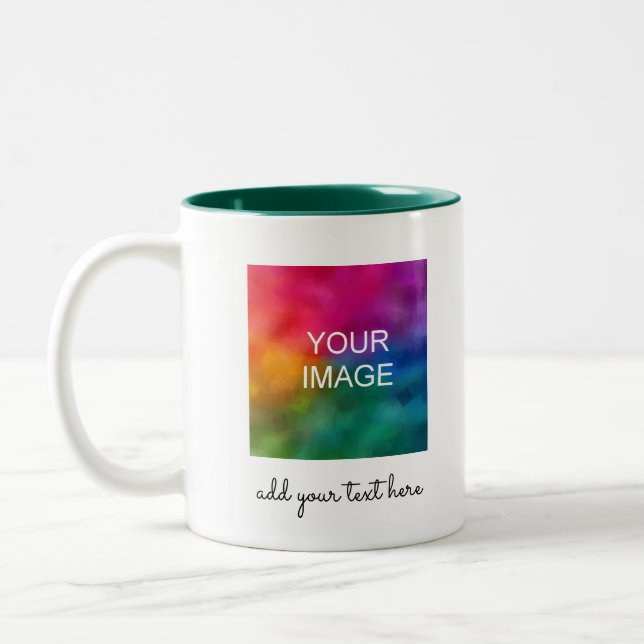 Modern Simple Template Upload Your Photo or Logo Two-Tone Coffee Mug (Left)