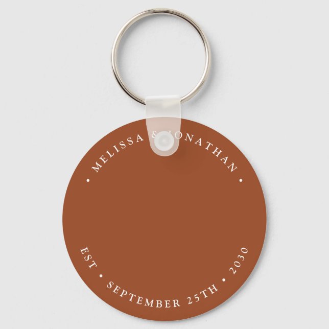 Modern Simple Terracotta Photo Wedding Favour Keychain (Front)
