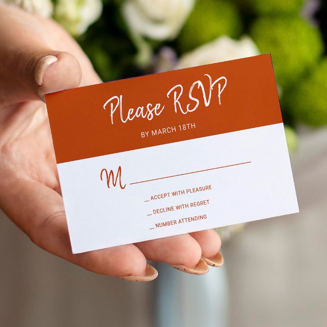 Modern simple terracotta script wedding RSVP Enclosure Card (Creator Uploaded)