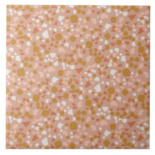 Modern Simple Terrazzo Blush Pink Gold Tile (Front)