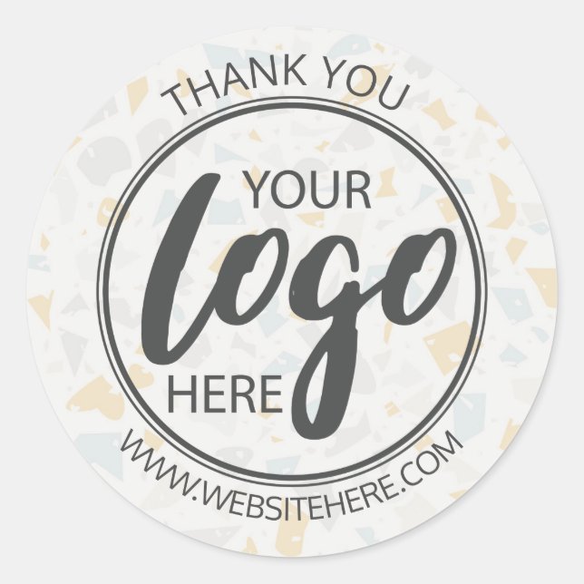 Modern Simple Terrazzo Ceramic Your Logo Here Classic Round Sticker (Front)