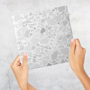 Modern Simple Terrazzo White Grey Tile