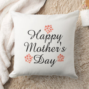 modern simple text happy mother's day peach floral throw pillow