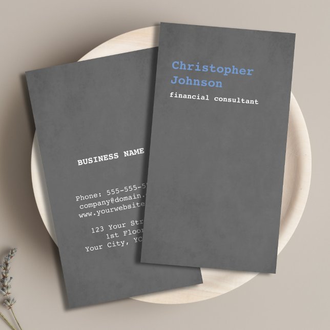 Modern Simple Texture Grey Blue Consultant Business Card (Creator Uploaded)