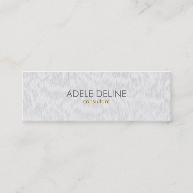 Modern Simple Texture White Consultant Mini Business Card (Front)