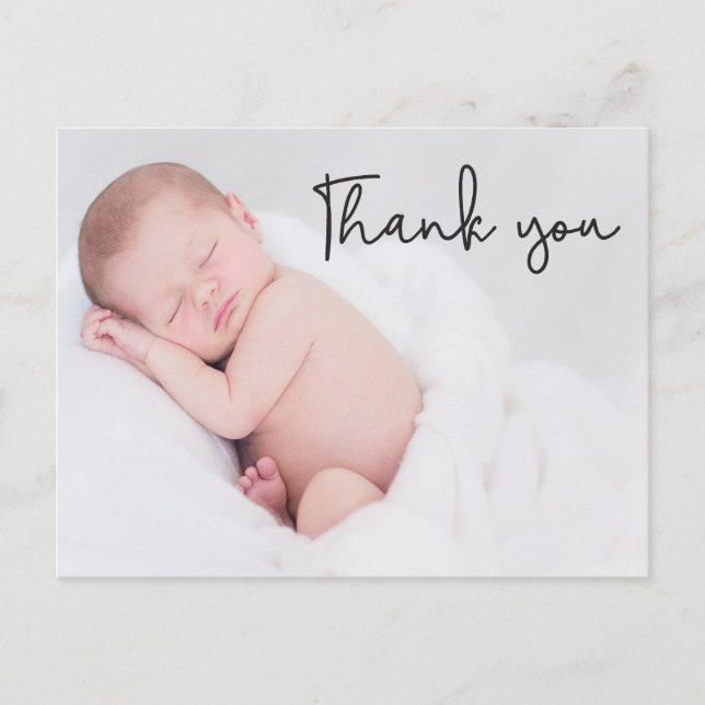 Modern Simple Thank You Baby Photo Baptism Postcard (Front)