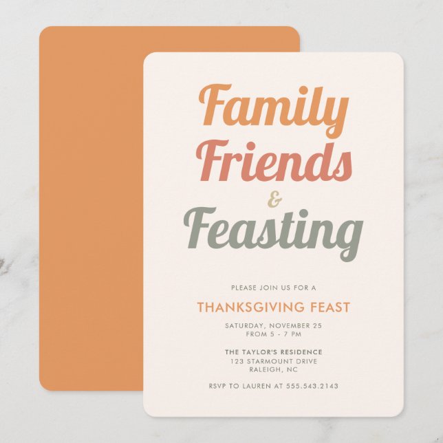 Modern Simple Thanksgiving Feast Dinner Invitation (Front/Back)