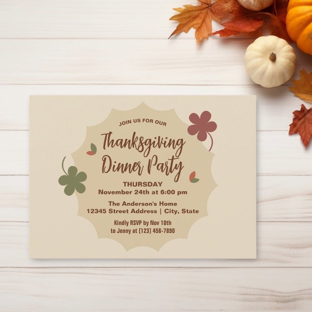 Modern Simple Thanksgiving Friendsgiving Dinner Invitation (Creator Uploaded)