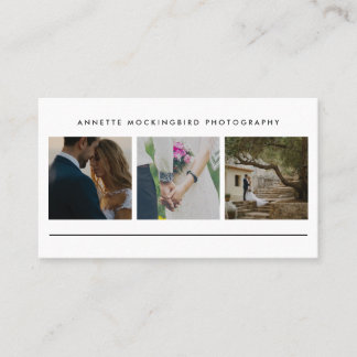 Modern Simple Three Photo | Minimalist Photography Business Card