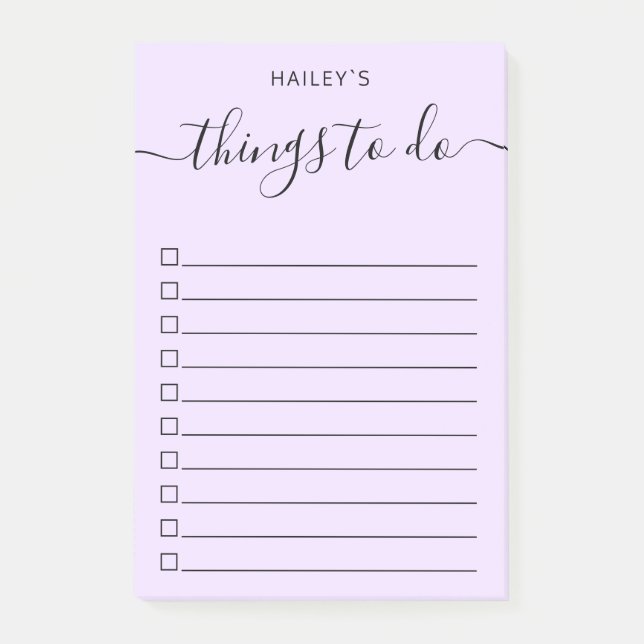 Modern Simple To Do List | Purple Post-it Notes (Front)