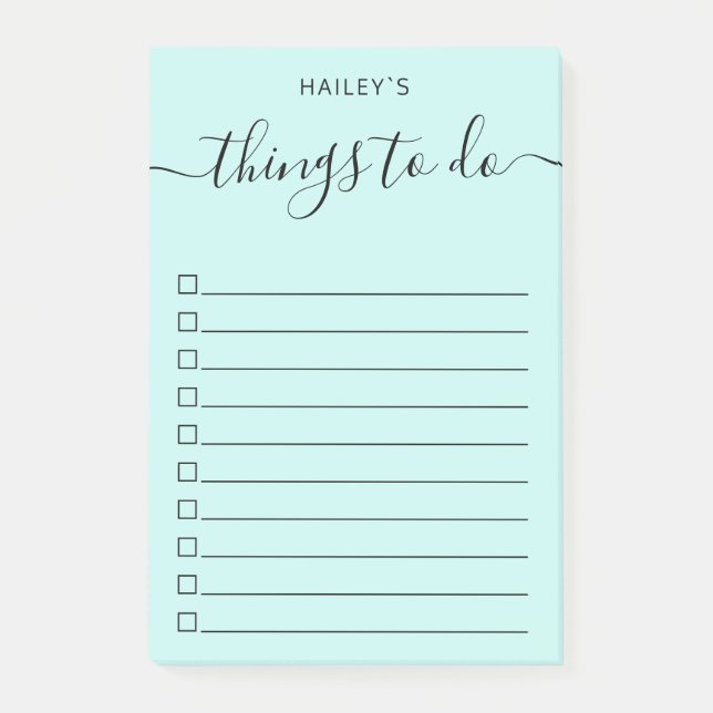 Modern Simple To Do List | Turquoise Post-it Notes (Front)
