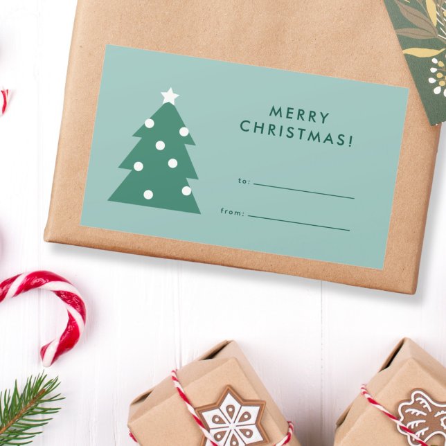 Modern Simple Tree Icon Merry Christmas  Sticker (simple minimalist modern Christmas gift label with tree icon)