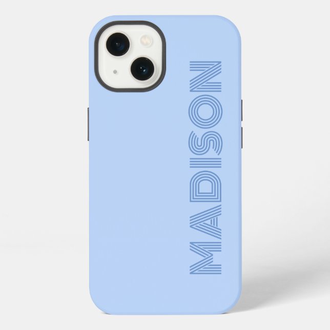 Modern Simple Trendy Bold Blue Monogram iPhone Case (Back)
