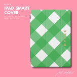 Modern Simple Trendy Green Gingham Monogram iPad Pro Cover<br><div class="desc">The iPad Smart Cover with a bright green gingham pattern and a gold tone simple monogram is the perfect accessory for any tech-savvy individual. The vibrant gingham design adds a pop of colour and personality to your iPad, while the sleek smart cover protects your device from scratches and damage. The...</div>
