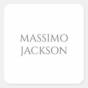 Modern Simple Trendy Minimalist Plain Own Name Square Sticker