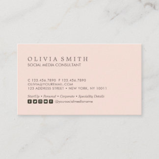 Modern Simple Typo Blush Multi Social Media Business Card