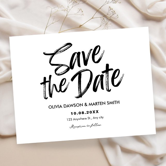Modern simple Typographic black and white  Save The Date (Creator Uploaded)
