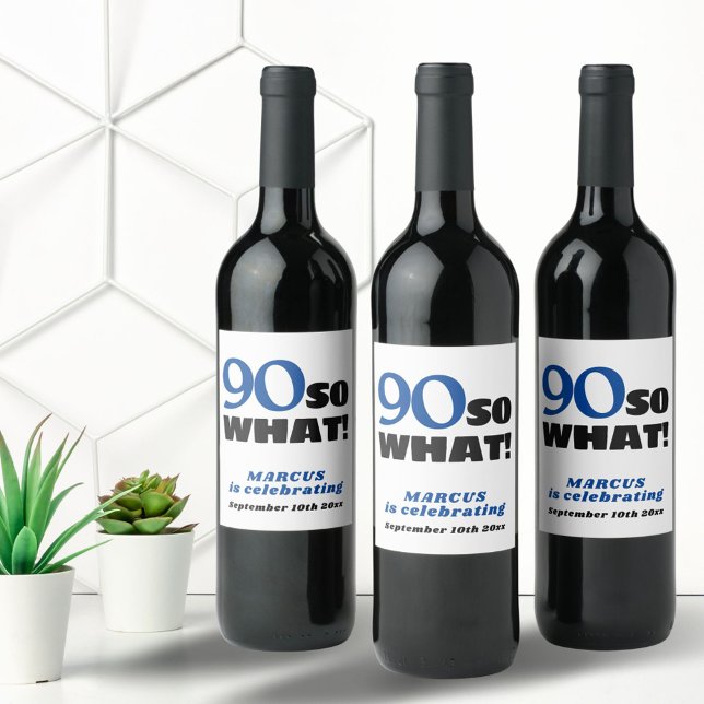 Modern Simple Typography 90th Birthday Wine Label (Creator Uploaded)