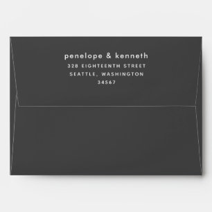 Modern Simple Typography   Black and White Wedding Envelope