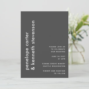 Modern Simple Typography   Black and White Wedding Invitation