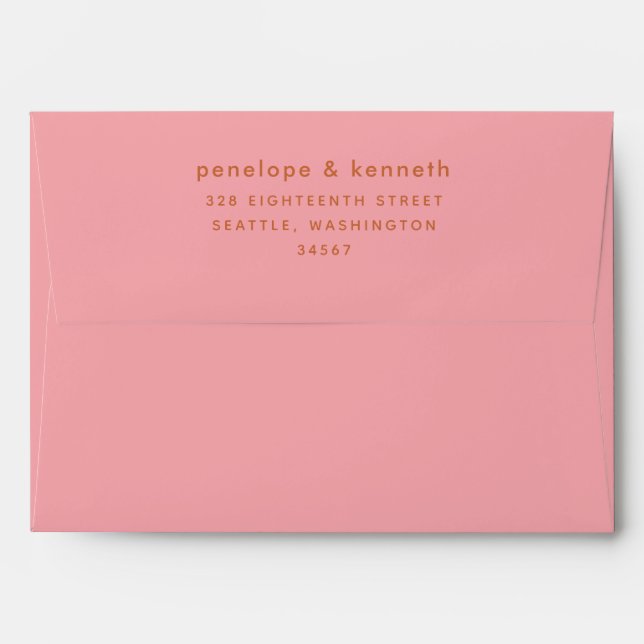 Modern Simple Typography | Boho Pink Wedding  Envelope (Back (Top Flap))