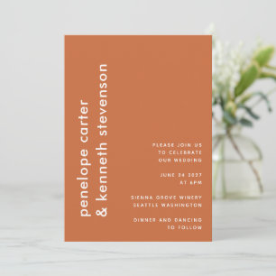 Modern Simple Typography   Burnt Orange Wedding Invitation