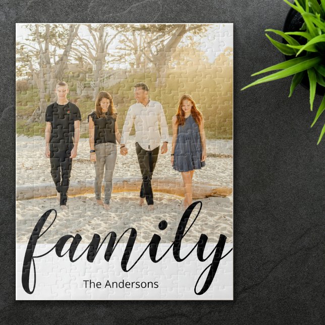 Modern Simple Typography Custom Family Photo Jigsaw Puzzle (Creator Uploaded)