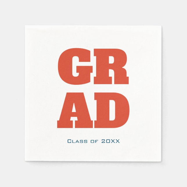 Modern Simple Typography Graduation Red Napkin (Front)