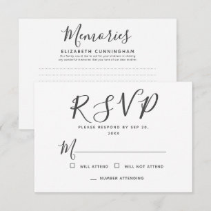 Modern Simple Typography Memories Memorial Reply  RSVP Card