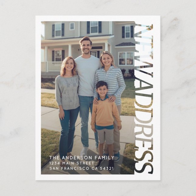Modern Simple Typography New Address Photo Postcard (Front)