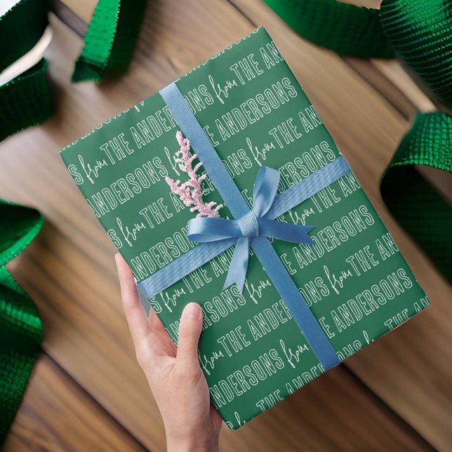 Modern Simple Typography Pattern Custom Family Wrapping Paper (Creator Uploaded)
