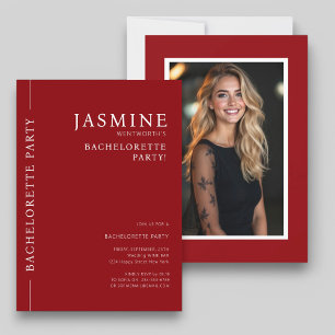 Modern simple typography photo bachelorette party  invitation