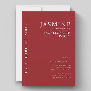 Modern simple typography red bachelorette party  invitation