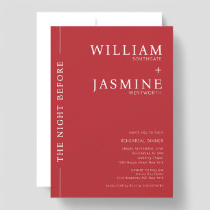 Modern simple typography red rehearsal dinner invitation