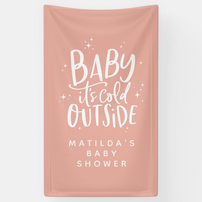 Modern simple typography winter baby shower party banner (Vertical)