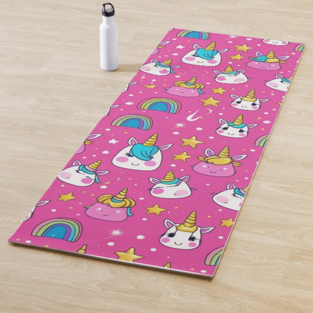 modern simple unicorn pattern rainbow for her yoga mat (In Situ)