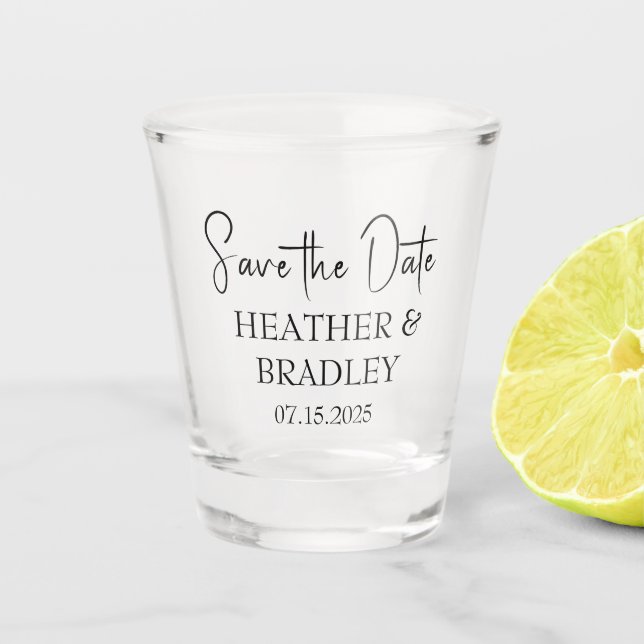 Modern Simple Unique Minimalist Wedding  Shot Glass (Front)
