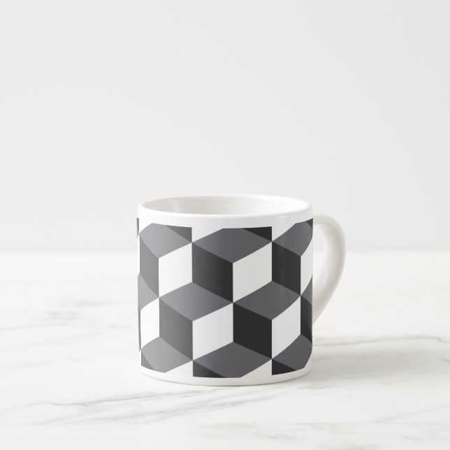 Modern, simple, urban architectural cubes pattern espresso cup (Front Right)