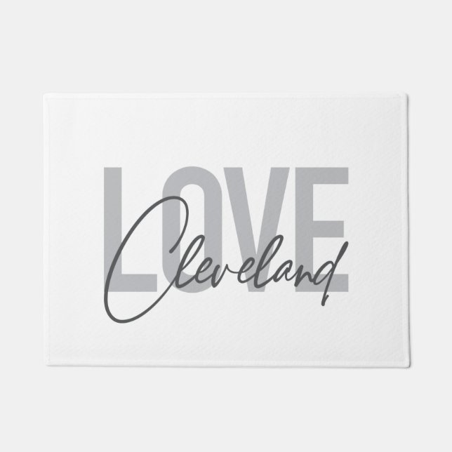 Modern, simple, urban, cool design Love Cleveland Doormat (Front)