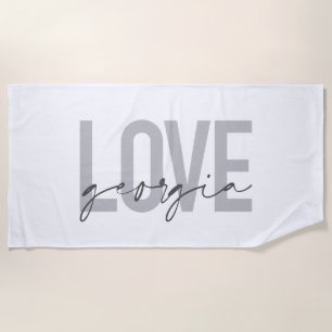 Modern, simple, urban, cool design Love Georgia Beach Towel