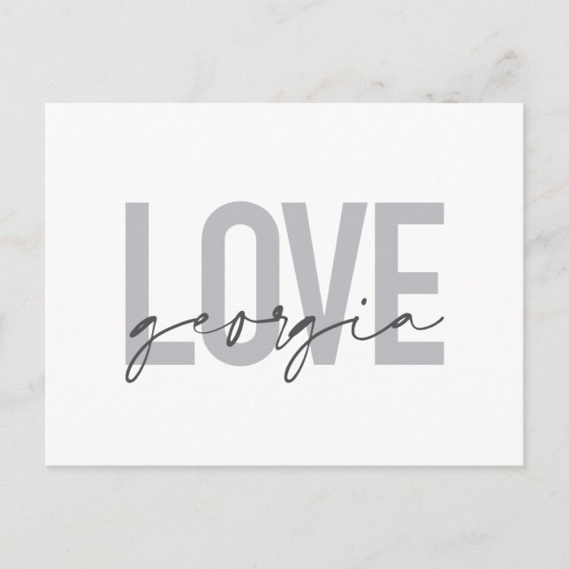Modern, simple, urban, cool design Love Georgia Postcard (Front)